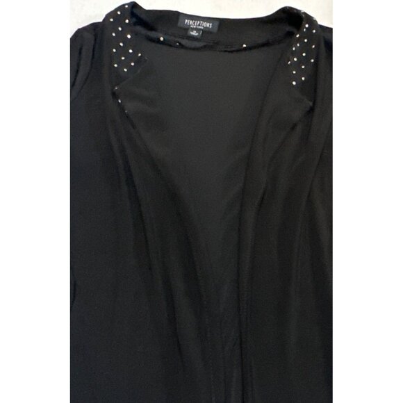 Perceptions New York Open-Front Black Blouse Polyester Blend Women Size 14-READ - Picture 15 of 16